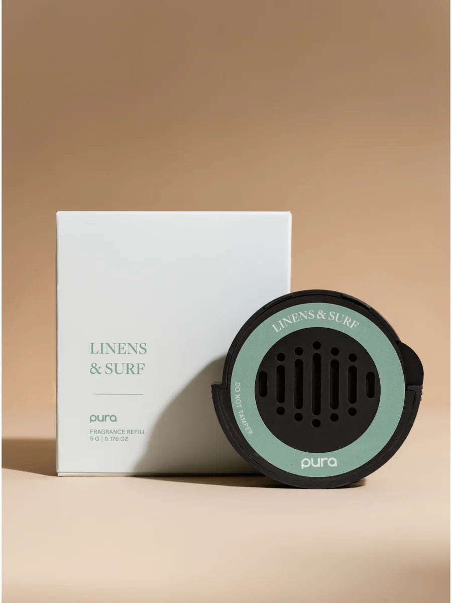 PURA Car Diffuser Refill, Linens & Surf