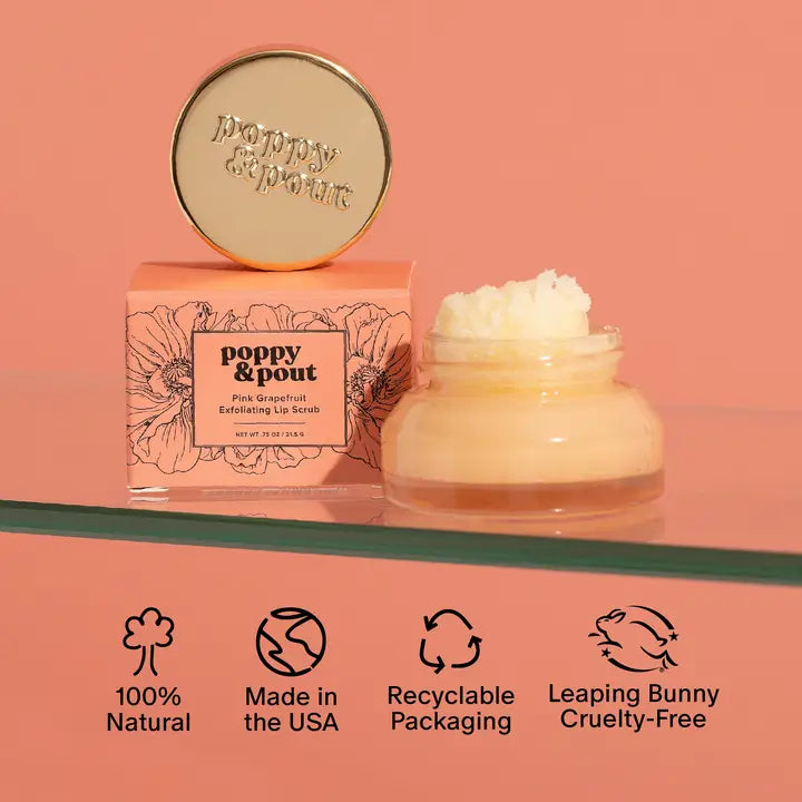 POPPY Lip Scrub, Pink Grapefruit