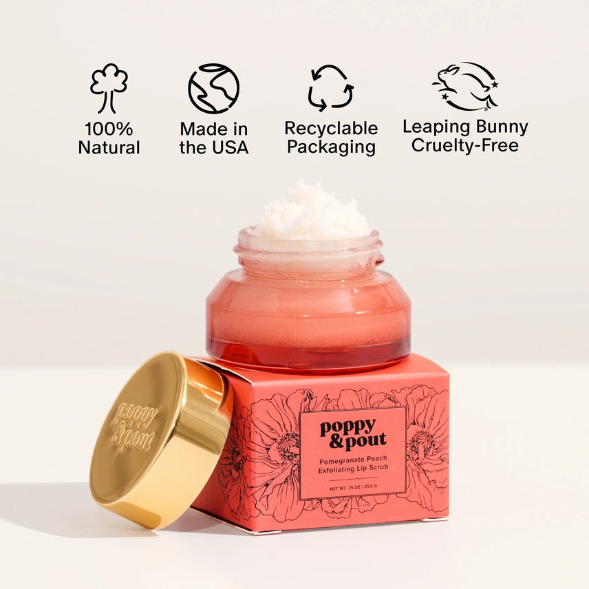 POPPY Lip Scrub, Pomegranate Peach